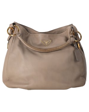 Prada Zip Around Cervo Hobo-tas van leer in beige hertenleer