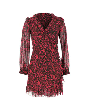 Michael Kors mini-jurk met ruches en slangenprint in bordeauxrood polyester