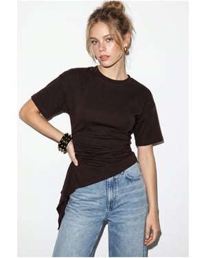 Fitted Jersey Blouse With Drape Detail
