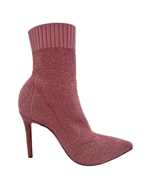 Gianvito Rossi Boucle Knit Fiona Ankle Booties in Pink Synthetic