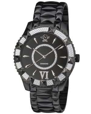 GV2 Venice Womens Black Dial IP Black Stainless Steel Watch..