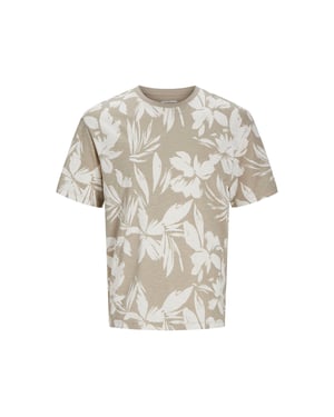 Jack & Jones Mens Floral Print T-Shirt with Leaf Design