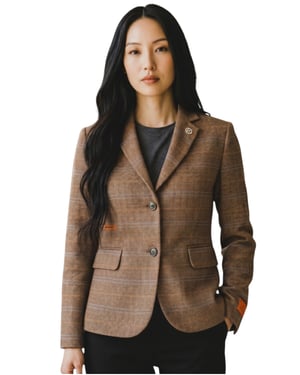 Dames eikenbruin op maat gemaakte geruite tweed blazer formele jas - TPSTZ-7