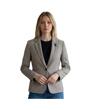 Women's Tweed Tailored Fit Blazer Wool Blend Formal Jacket - Kyoto