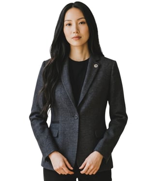 Damer svart ull tweed med fiskbensrutig kavaj - WS-1