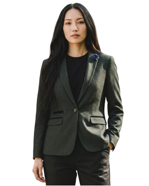 Dames groene geruite wol mix visgraat tweed op maat gemaakte blazer - Caridi