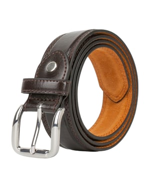 Men’s Classic 1.25 Inch Belt Real Leather Back in Brown