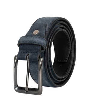 Men’s Genuine Leather Suede Belt 1.25" Dress Belt in Navy