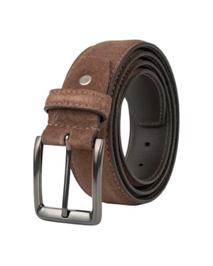 Men’s Genuine Leather Suede Belt 1.25" Dress Belt in Brown