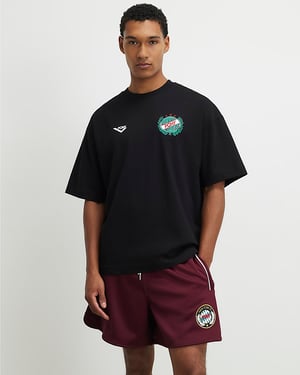 River Island Mens T-Shirt Black Oversized Circle Crest