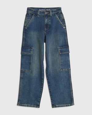 River Island Boys Cargo Jeans Blue Loose Denim
