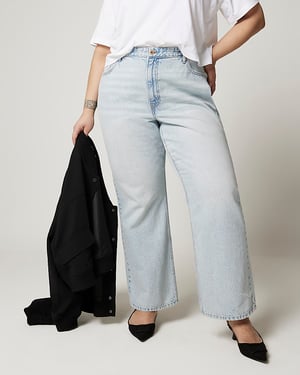 River Island Womens Straight Jeans Plus Blue High Waisted Relaxed