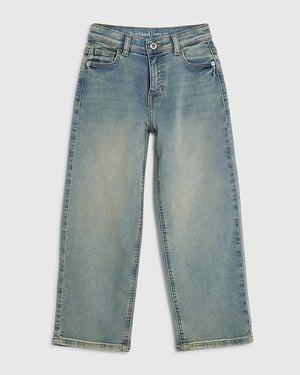 River Island Boys Loose Fit Jeans Blue Button Denim