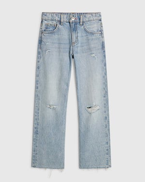 River Island Girls Straight Jeans Blue Ripped Trousers