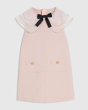 River Island Mini Girls Dress Pink Organza Collar Collared Zipped