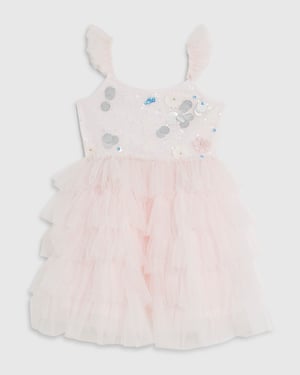 River Island Mini Girls Dress Pink Sequin Tulle Crew Neck