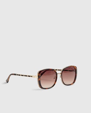 River Island Womens Sunglasses Tortoise Metal Glam Weave