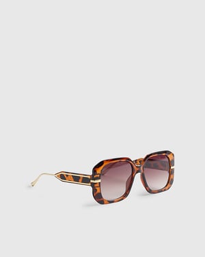 River Island Womens Sunglasses Brown Tortoise Square Glam