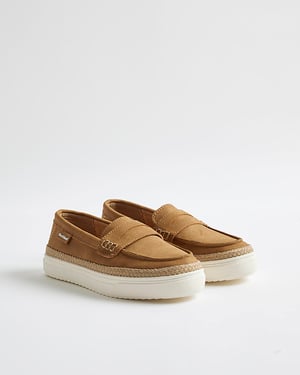 River Island Boys Espadrille Loafers Brown Slip On Shoes