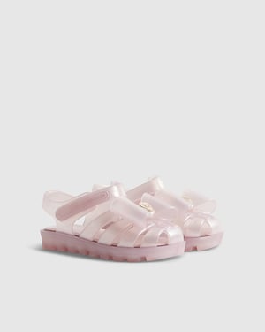 River Island Mini Girls Sandals Pink Glitter Bow Jelly Shoes