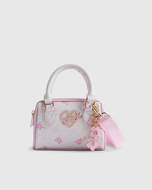 River Island Girls Bowler Bag White Ditsy Floral Mini Zipped