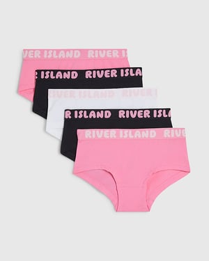River Island Girls Briefs Pink Hipster 5 Pack Elasticated