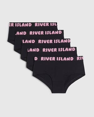River Island Girls Briefs Black Hipster 5 Pack Elasticated