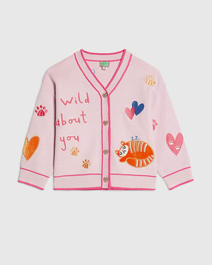 River Island Mini Girls Cardigan Abbie Rosie Pink Tiger