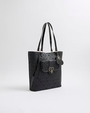 River Island Girls Shopper Bag Black Heart Lock Pocket