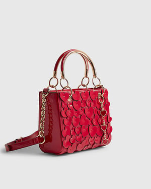 River Island Womens Tote Bag Red 3D Heart Detail Zip