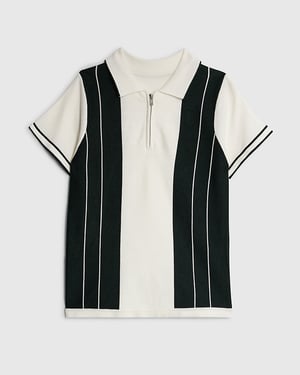 River Island Boys Polo Shirt Green Stripe Striped Short Sleeve