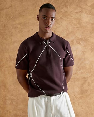 River Island Mens Polo Shirt Purple Slim Fit Argyle Short Sleeve