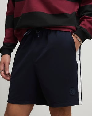 River Island Mens Shorts Navy Regular Fit Ripstop Elasticated