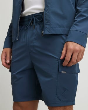 River Island Mens Cargo Shorts Blue Skinny Fit Stretch Zipped