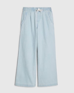 River Island Girls Wide Leg Jeans Blue Bow