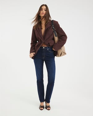 River Island Womens Slim Fit Jeans Blue High Waisted Zip