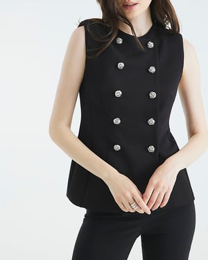 River Island Womens Waistcoat Black Sleeveless Button