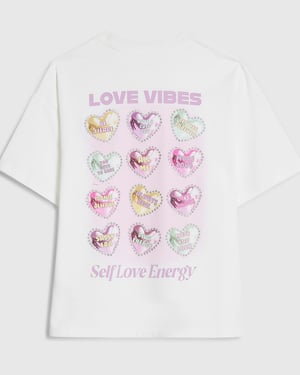 River Island Girls T-Shirt White Valentines Heart