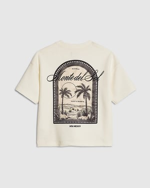 River Island Mini Boys T-Shirt Cream Textured Palm Tree