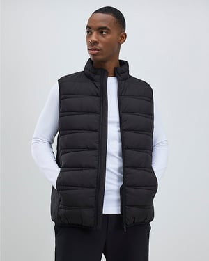 River Island Mens Puffer Gilet Black Lightweight Zipped Padded