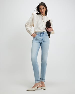 River Island Womens Mom Sculpt Jeans Blue Mid Rise Zip
