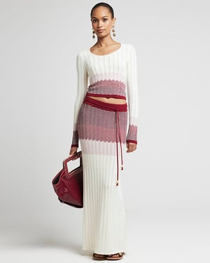 River Island Womens Maxi Skirt Red Chevron Knit