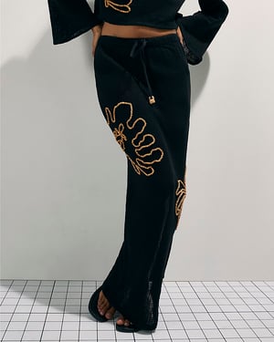 River Island Womens Maxi Skirt Black Beaded Knit Elasticated