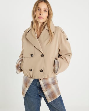 River Island Womens Trench Jacket Beige Short Bubble Hem