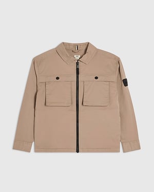 River Island Boys Shacket Beige Long Sleeve Collared