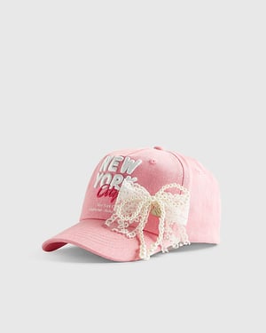 River Island Girls Cap Pink New York Graphic Hat