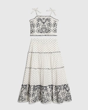 River Island Girls Skirt Set White Mexicana Maxi Embroidered 2 Piece
