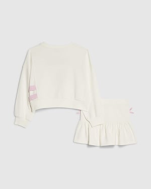 River Island Girls Top & Skirt Set White Paris 96 Sweat 2 Piece
