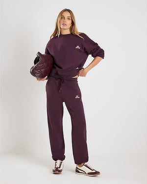 River Island Womens Joggers Brown RVR Edition Cuffed Ankle