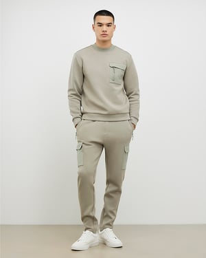 River Island Mens Cargo Joggers Khaki Slim Fit Nylon